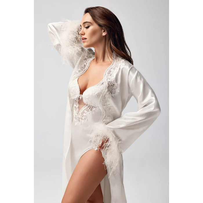 Freshness 9950-GS Saten Ortişli Gecelik Sabahlık Takım