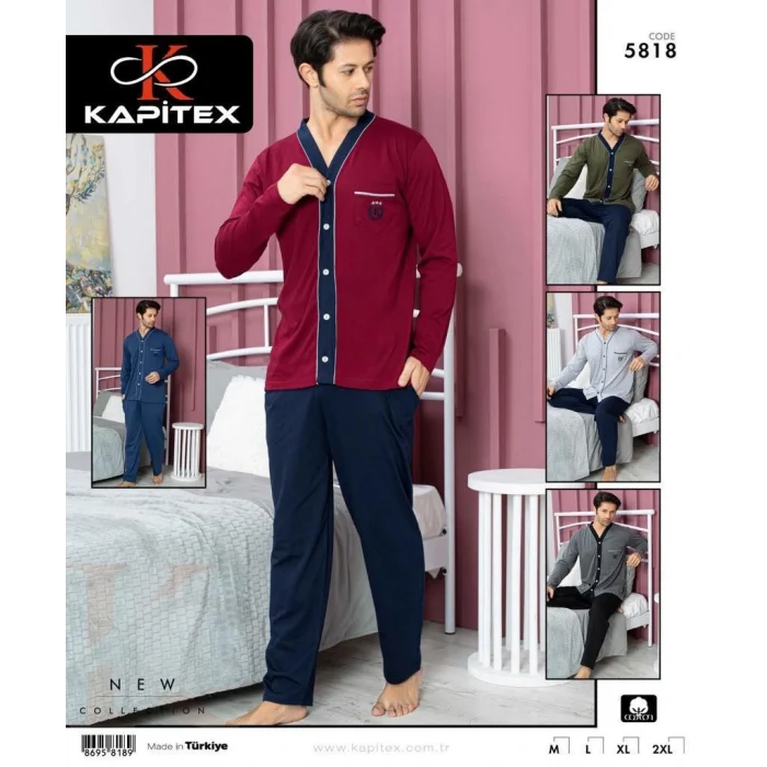 Kapitex 5818 Erkek Uzun Kol Patlı Pijama Takımı