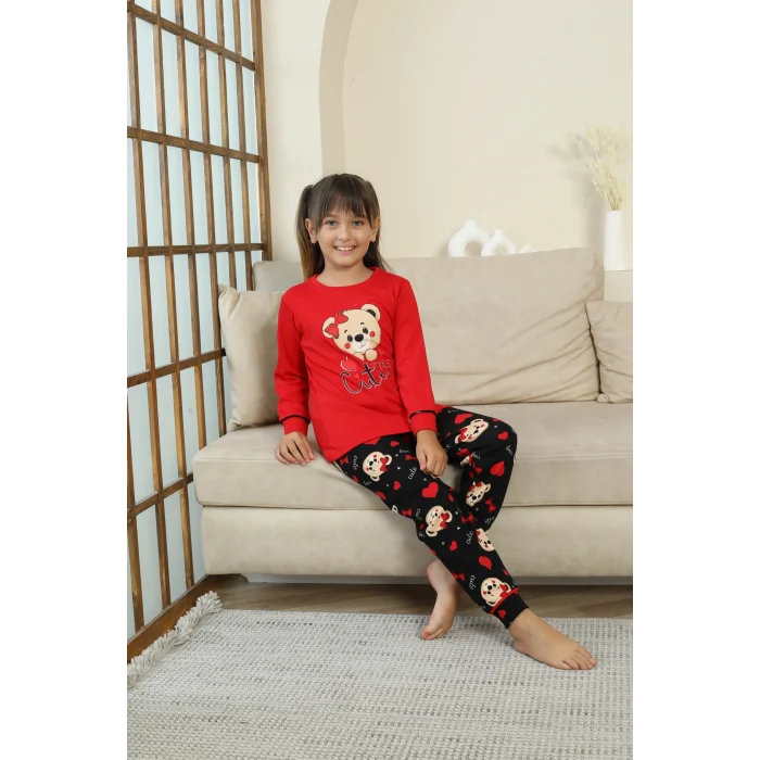 Kapitex 8222 Kız Çocuk Uzun Kol Pijama Takımı