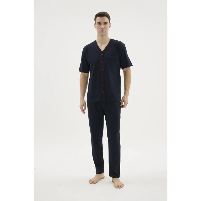 Kocabey 2113V.Yaka Boydan Düğmeli Pijama Takım