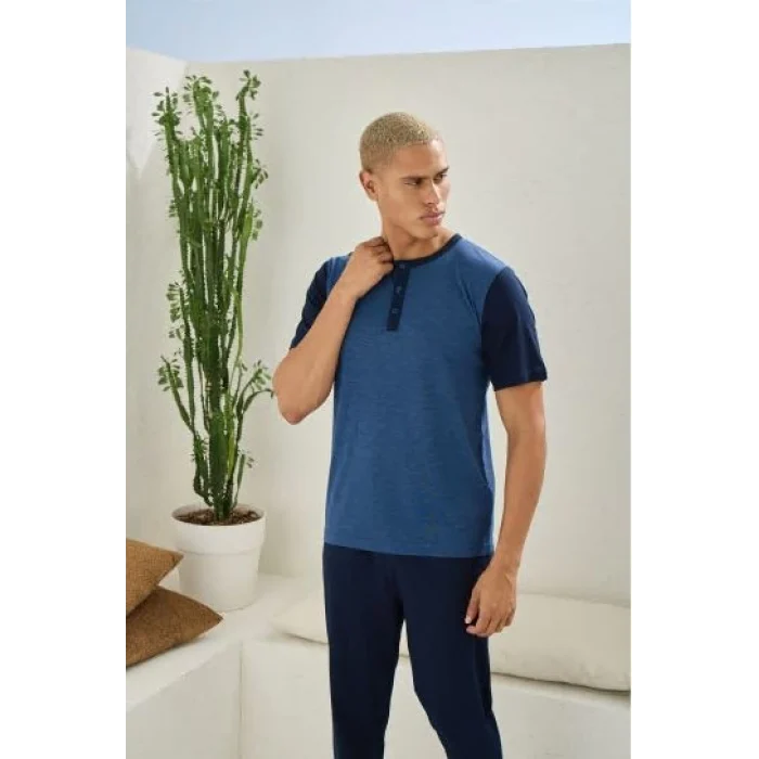 Kocabey 2205 Erkek Battal Midi Yaka Pijama Takım