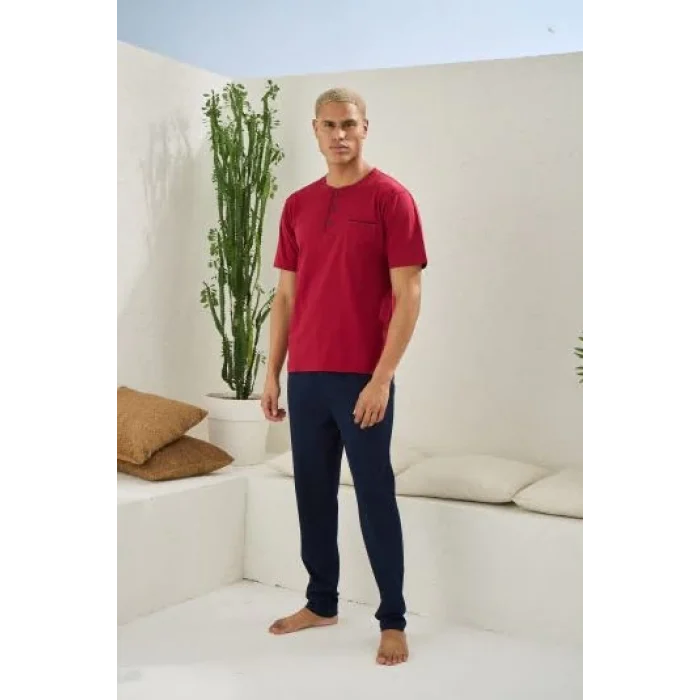 Kocabey 2207 Erkek Battal Midi Yaka Pijama Takım