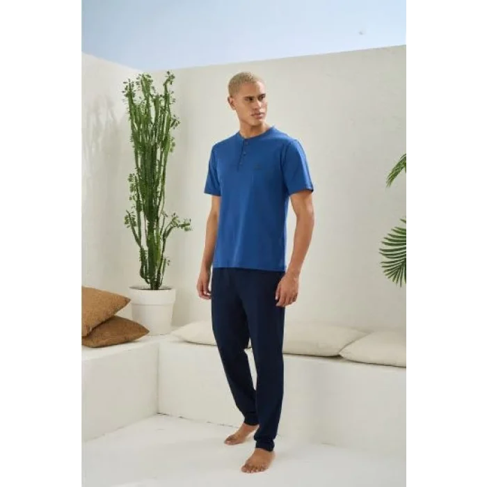 Kocabey 2207 Erkek Battal Midi Yaka Pijama Takım