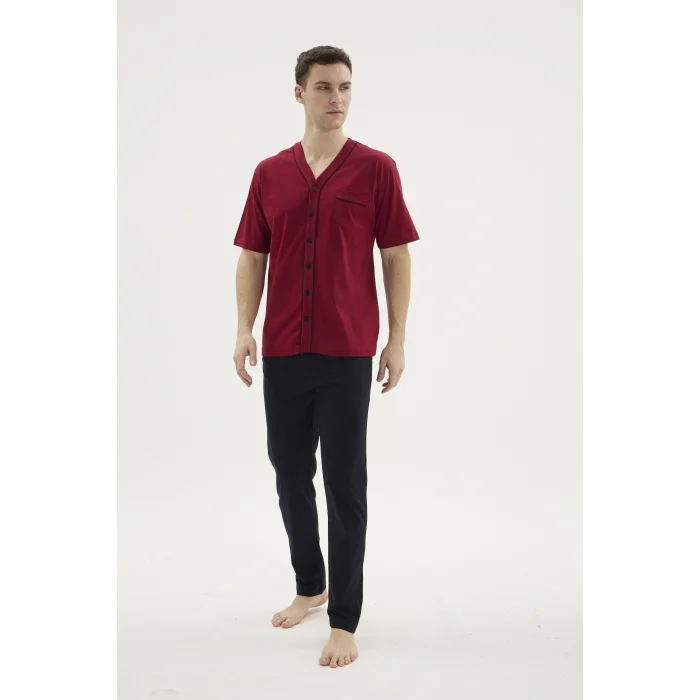 Kocabey 2210 Erkek Battal V.Yaka Boydan Düğmeli Pijama Takım
