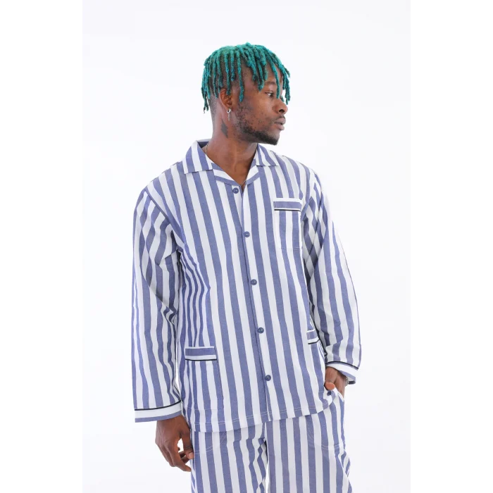 Kocabey 4007 Uzun Kol Çizgili Gaffur Erkek Pijama Takım