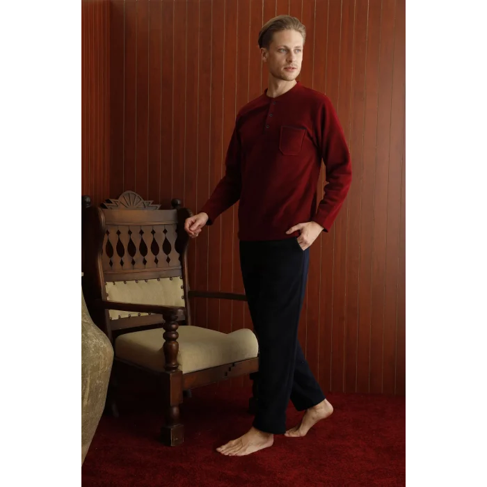 Kocabey 7306 Midi Yaka Polar Uzun Kol Pijama Takım