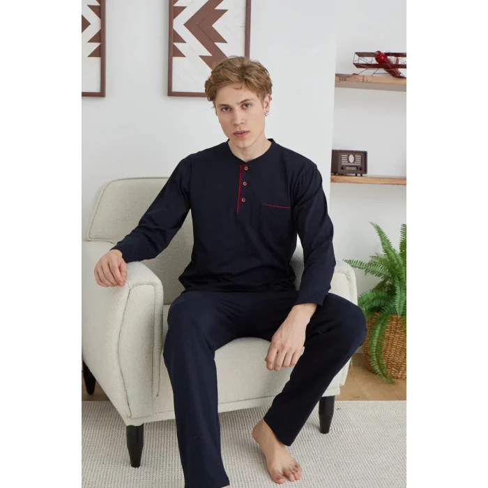 Kocabey 9111 Battal Erkek Midi Yaka Pijama Takımı