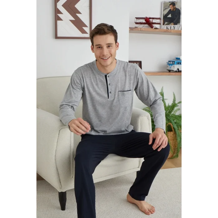 Kocabey 9111 Battal Erkek Midi Yaka Pijama Takımı