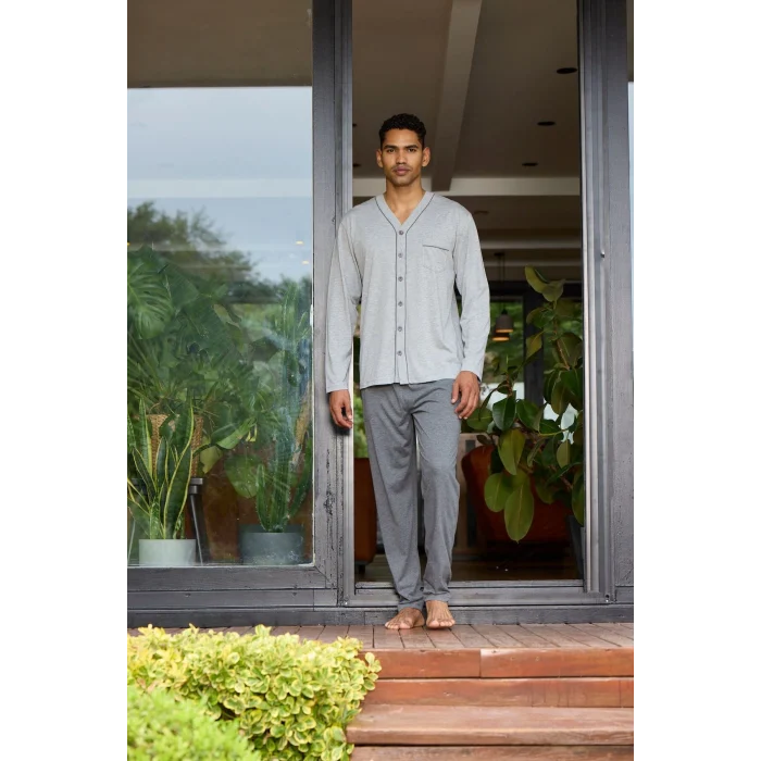 Kocabey 9134 Erkek  V Yaka Boydan Düğmeli Pijama Takımı