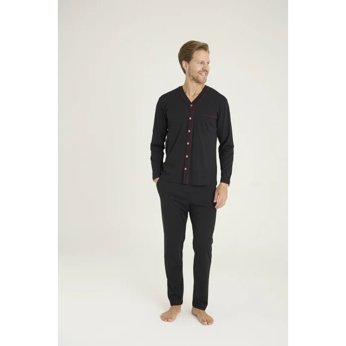 Kocabey 9267 Erkek V.Yaka Boydan Düğmeli Pijama Takım