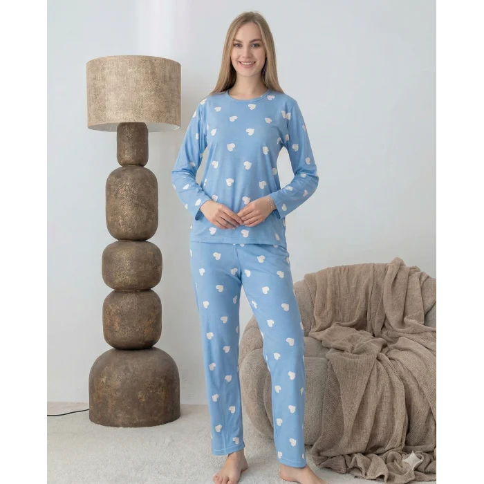 Lindros 0440 Kadın Süet Uzun Kol Pijama Takımı
