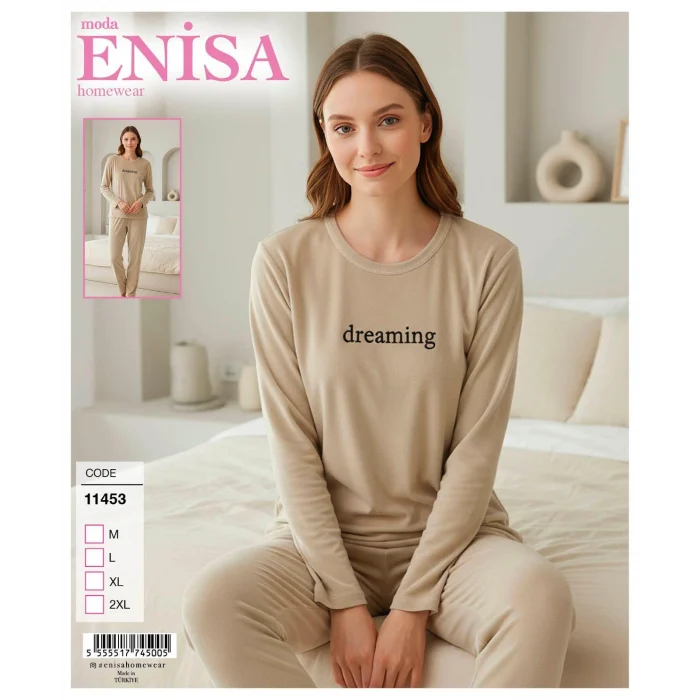 Lovenisa 11454 Kadın Kadife Uzun Kol Pijama Takımı