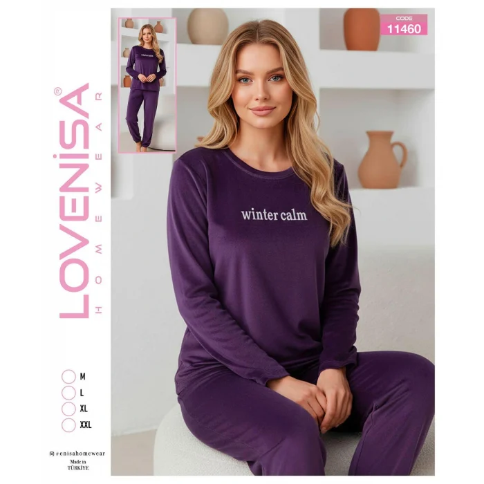 Lovenisa 11460 Kadın Kadife Uzun Kol Pijama Takımı