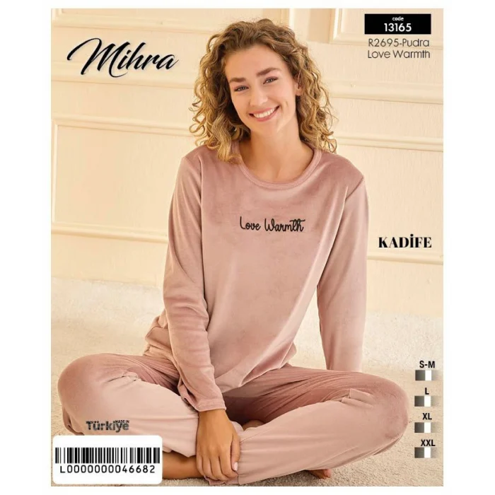 Mihra 13165 Kadın Kadife Uzun Kol Pijama Takımı