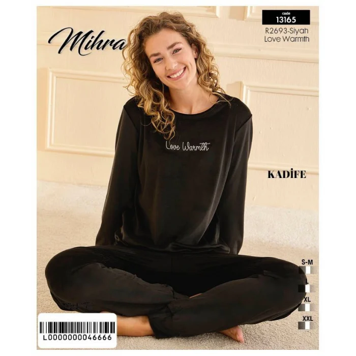 Mihra 13165 Kadın Kadife Uzun Kol Pijama Takımı