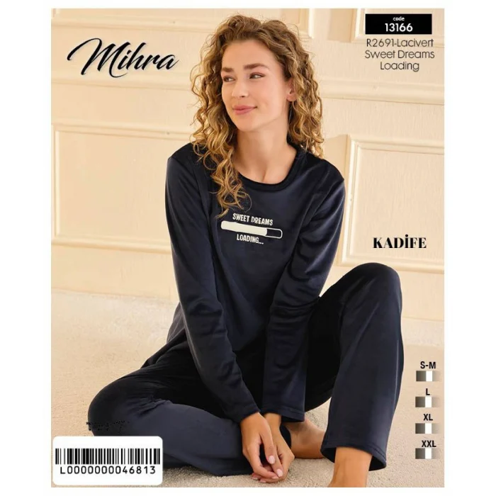 Mihra 13166 Kadın Kadife Uzun Kol Pijama Takımı