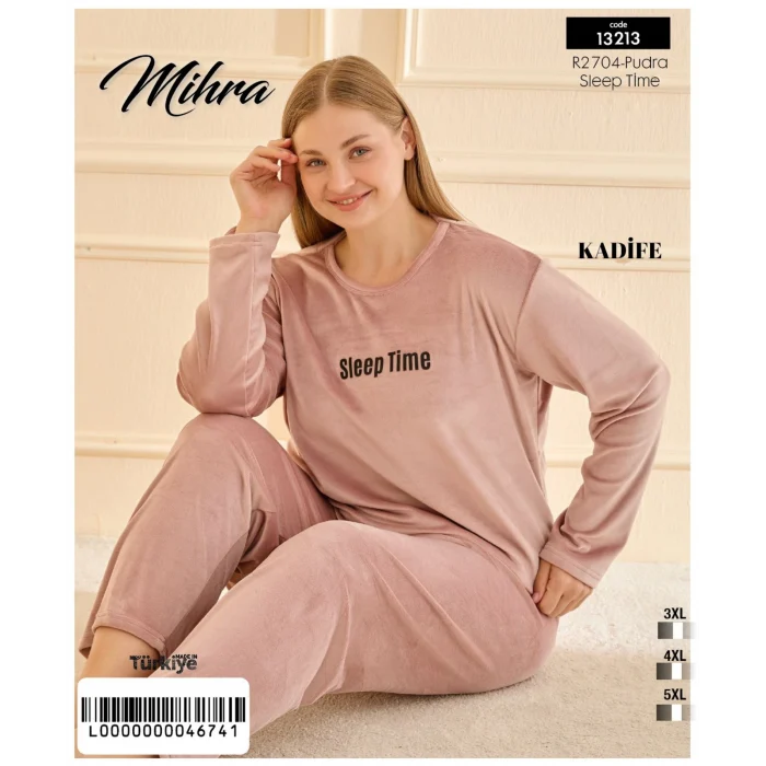 Mihra 13213 Kadın Kadife Uzun Kol Pijama Takımı