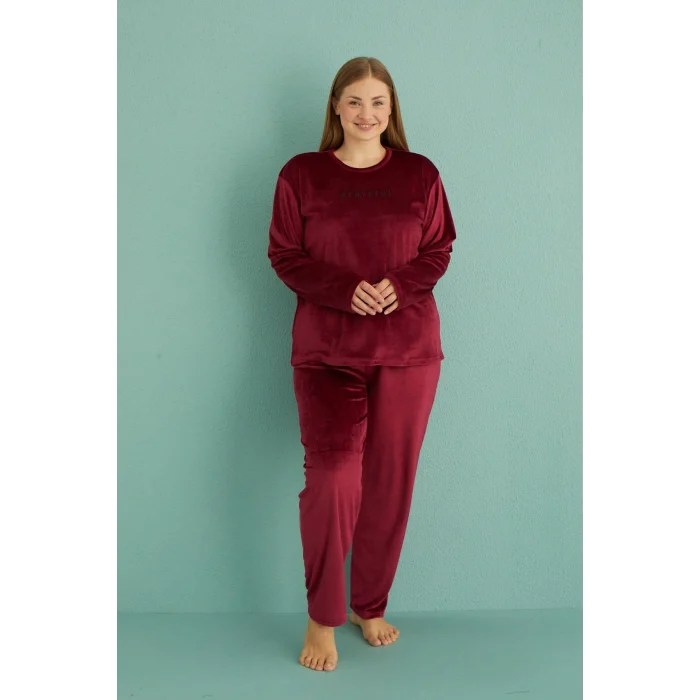 Mihra 13213 Kadın Kadife Uzun Kol Pijama Takımı