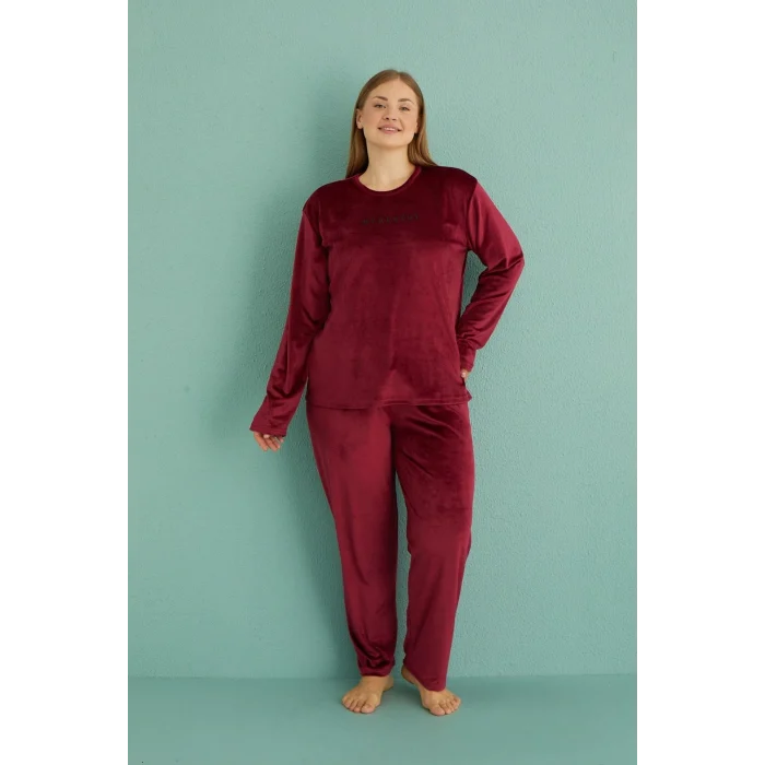 Mihra 13213 Kadın Kadife Uzun Kol Pijama Takımı