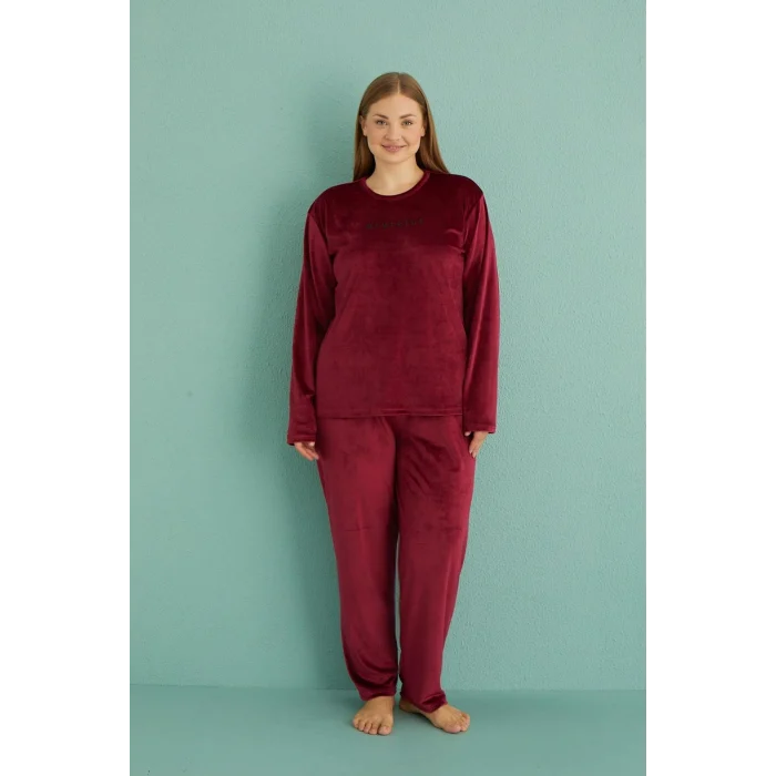 Mihra 13213 Kadın Kadife Uzun Kol Pijama Takımı
