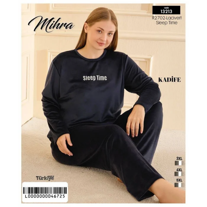 Mihra 13213 Kadın Kadife Uzun Kol Pijama Takımı