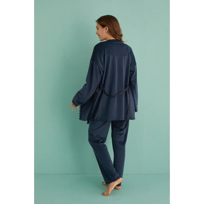 Mihra 13402 Kadın Kadife 3Lü Pijama Takımı