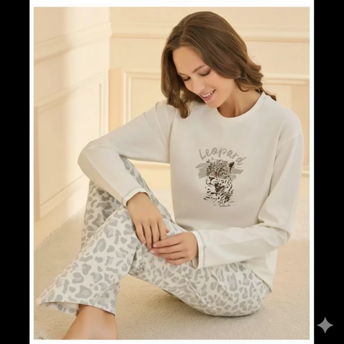 Mihra 90781 Kadın Ayıcıklı Uzun Kol Pijama Takımı