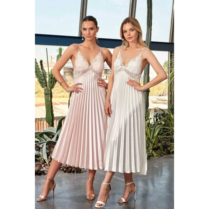 Nurteks 7115 Bayan Uzun Saten Gecelik