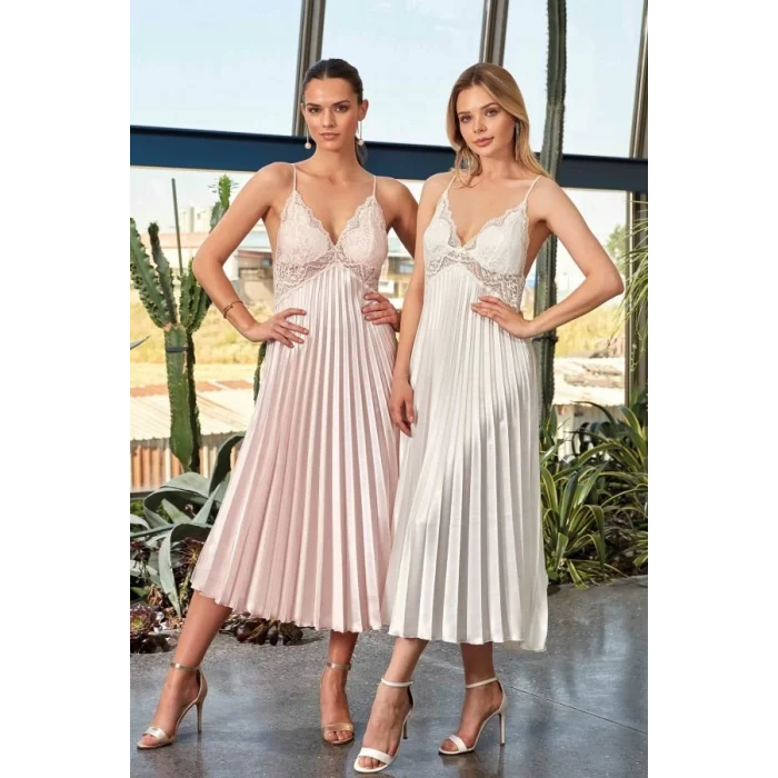 Nurteks 7115 Bayan Uzun Saten Gecelik