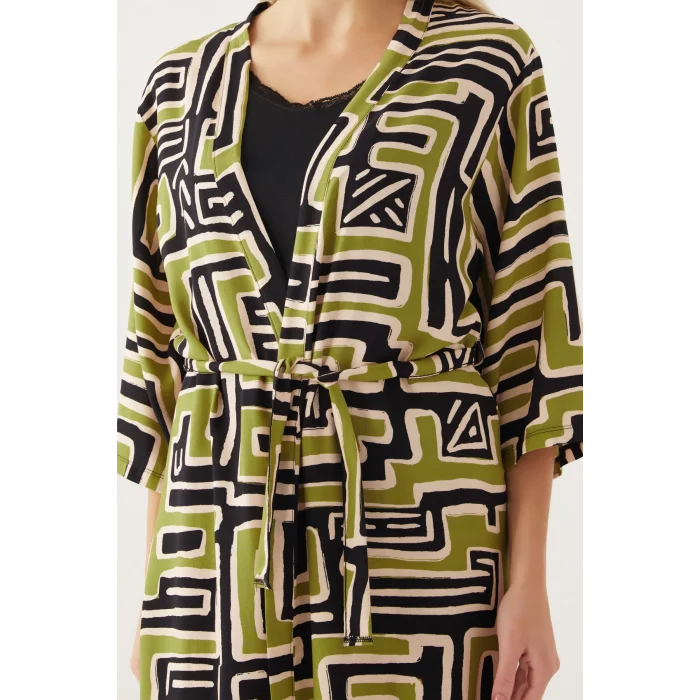 Pierre Cardin 8819-S Kadın Desenli Sabahlıklı Şort Takım