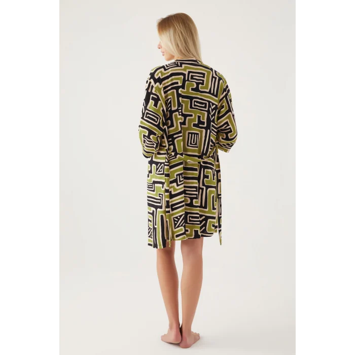 Pierre Cardin 8819-S Kadın Desenli Sabahlıklı Şort Takım