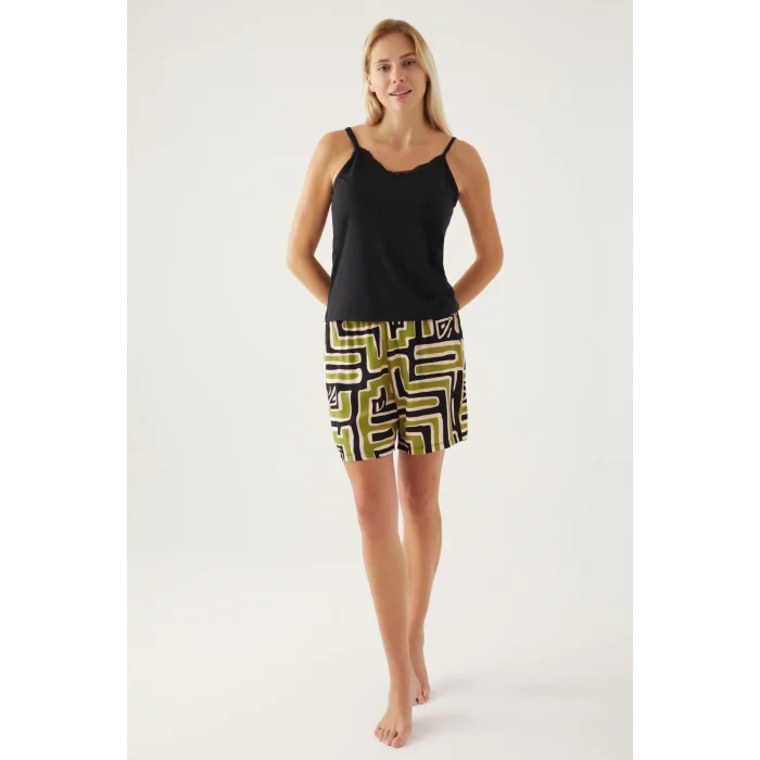 Pierre Cardin 8819-S Kadın Desenli Sabahlıklı Şort Takım