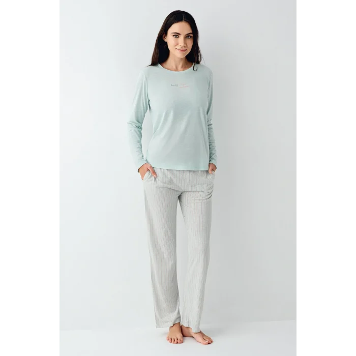 Pierre Cardin 9050-S Kadın Uzun Kol Pijama Takım