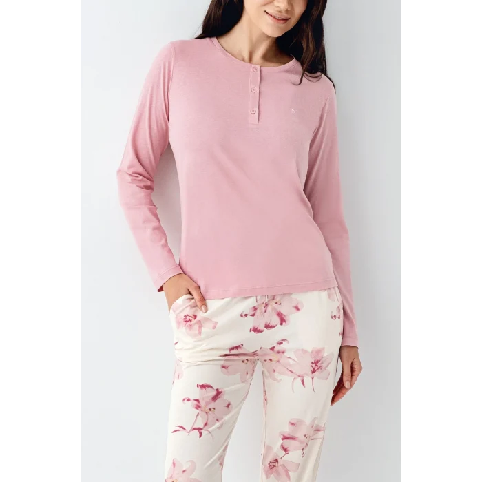 Pierre Cardin 9055-S Kadın Uzun Kol Pijama Takım