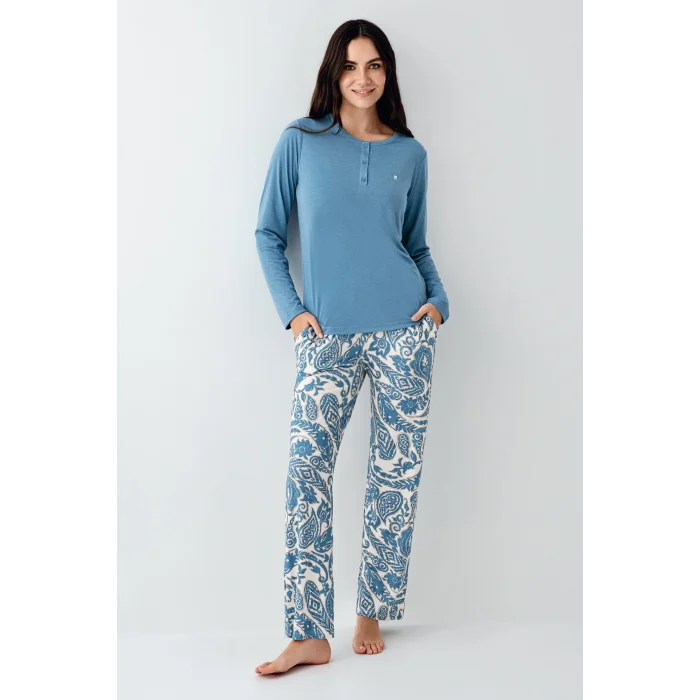 Pierre Cardin 9075-S Kadın Uzun Kol Pijama Takım