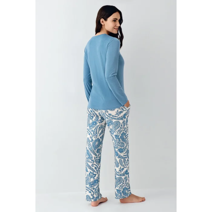 Pierre Cardin 9075-S Kadın Uzun Kol Pijama Takım