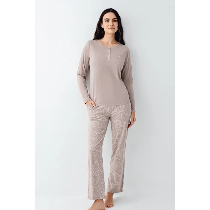 Pierre Cardin 9097-S Kadın Uzun Kol Pijama Takım