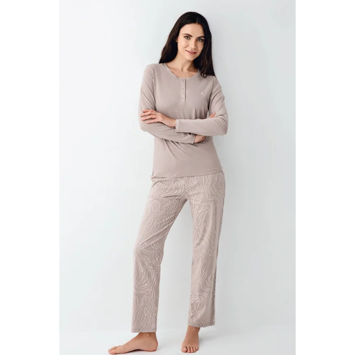 Pierre Cardin 9097-S Kadın Uzun Kol Pijama Takım