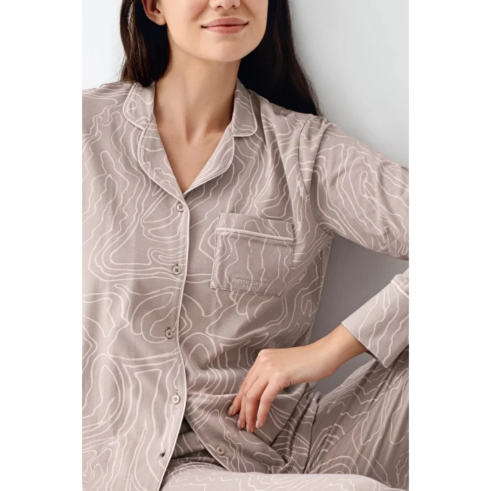Pierre Cardin 9098-S Kadın Uzun Kol Pijama Takımı