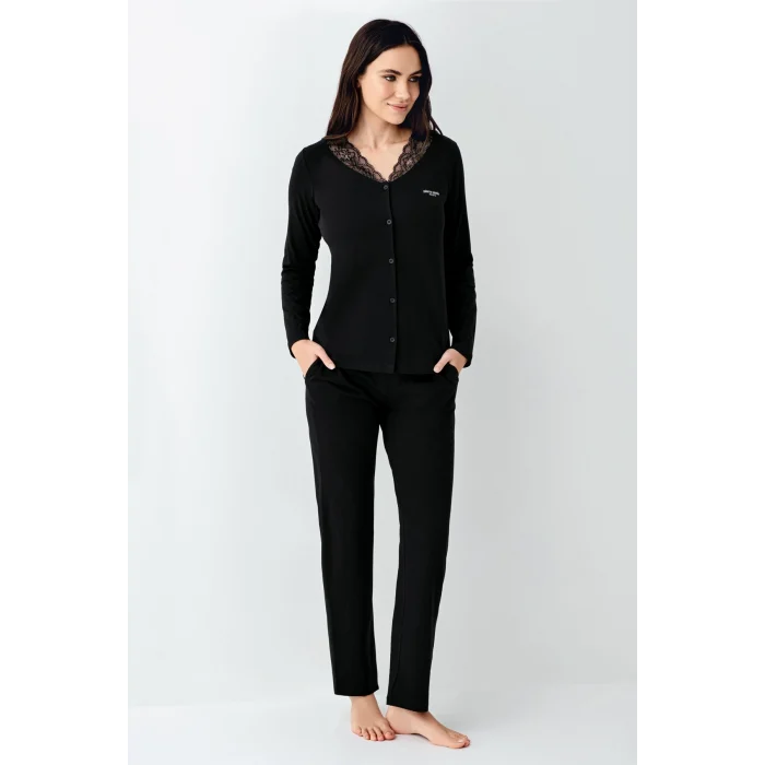 Pierre Cardin 9116-S Kadın Önü Düğmeli  Pijama Takımı