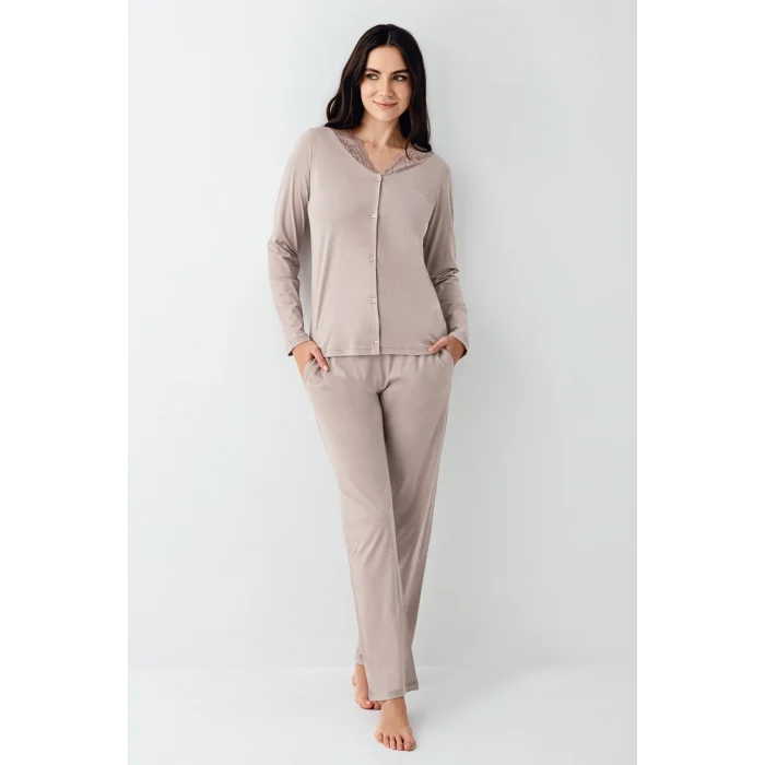 Pierre Cardin 9116-S Kadın Önü Düğmeli  Pijama Takımı