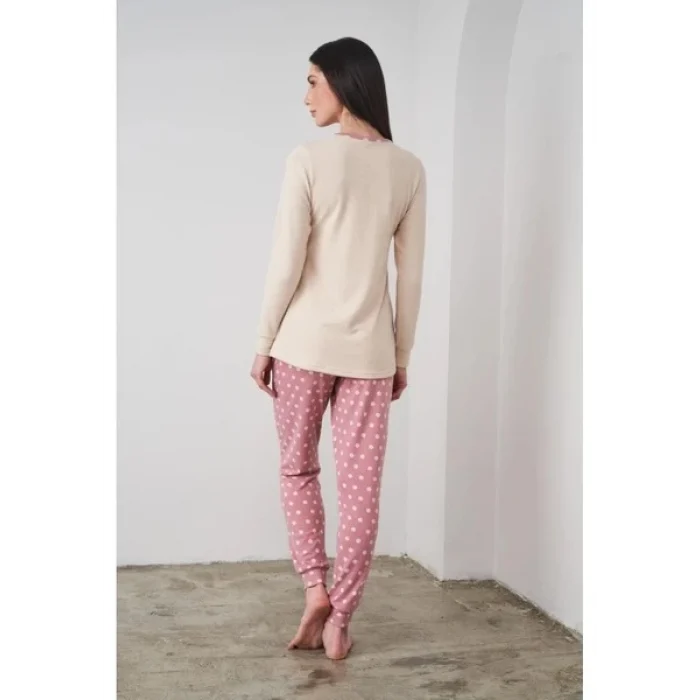 PJS 24503 Bayan Yazı Detaylı Pijama Takımı