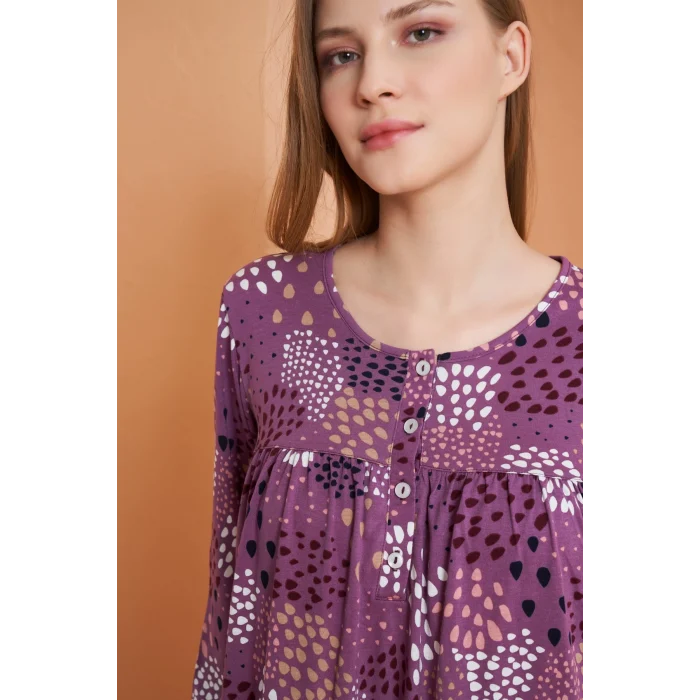 PJS 27165 Kadın Uzun Kol Gecelik