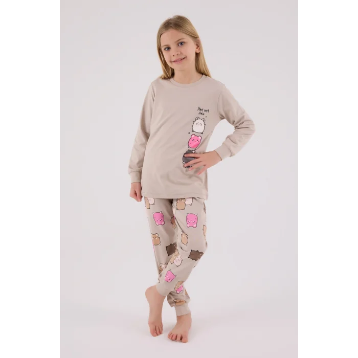 RolyPoly 3704-2 Kız Çocuk Uzun Kol Pijama Takım