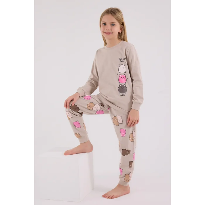 RolyPoly 3704-2 Kız Çocuk Uzun Kol Pijama Takım