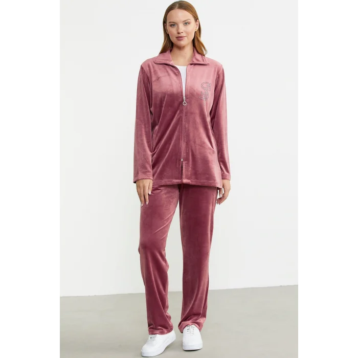 Sementa 76387 Fermuarlı Kadife Tunik Eşofman Takım