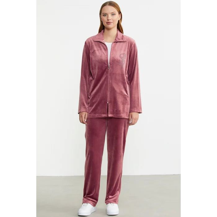 Sementa 76387 Fermuarlı Kadife Tunik Eşofman Takım