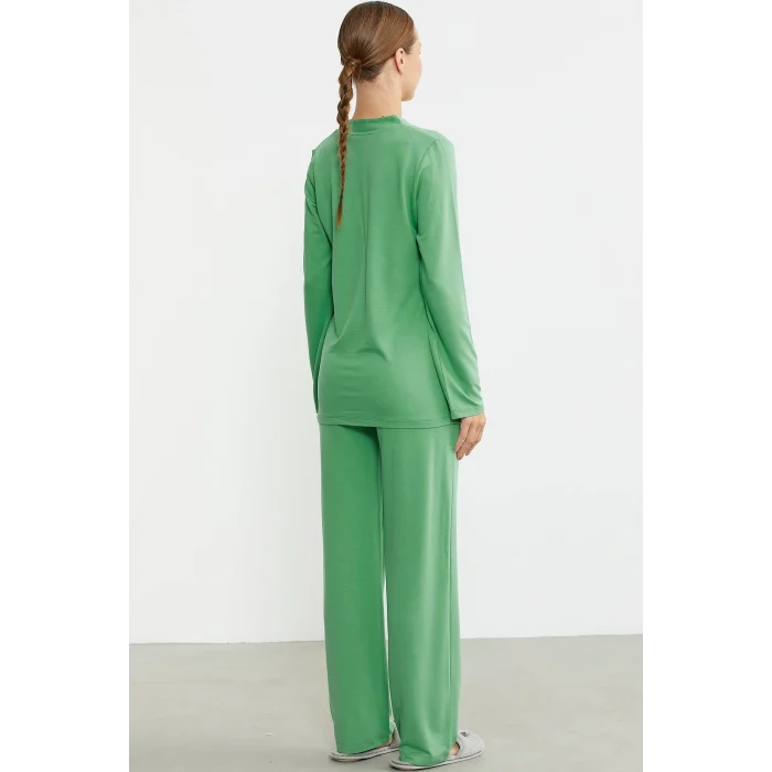 Sementa 76438 Yarım Düğmeli Cep Detaylı Pijama Takım