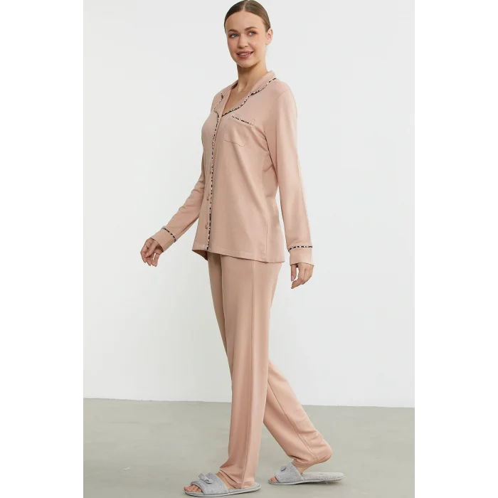 Sementa 76444 Düz Renk Gömlek Model Pijama Takım
