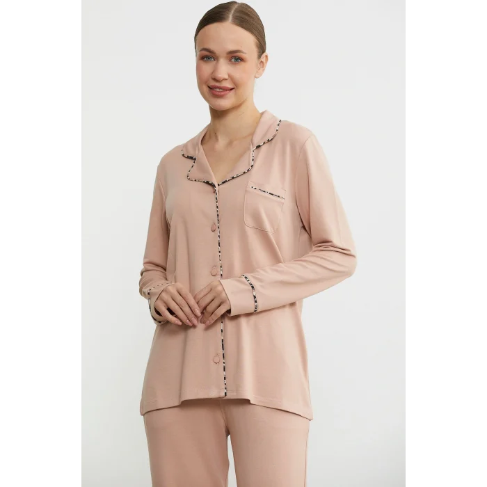 Sementa 76444 Düz Renk Gömlek Model Pijama Takım